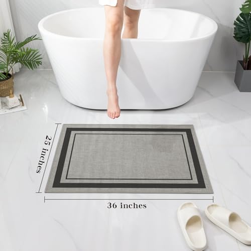chakme Bathroom Rugs Mat 36x24, Ultra Thin Non Slip Bath Mat Large Quick Dry Absorbent Bath Mat for Bathroom Floor, (Dark Grey, 36"x24") - color: Dark Grey, size: Medium (36" x 24")