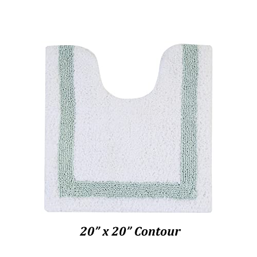 Better Trends 100% Cotton Hotel Collection Bath Mats Set, White & Blue Mats - Tufted, Reversible & Absorbent & Machine Washable 2 Piece Bathroom Rug Set, Toilet Base & Sink Bath Mat Rug - color: White & Blue, size: 2 Piece Set (17" x 24" | 20" x 20")