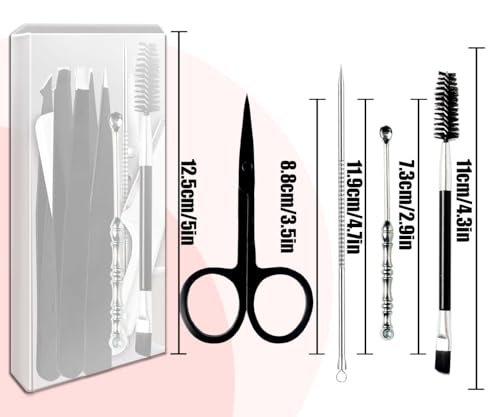 Tweezers for Women Facial Hair Eyebrow Kit Tweezer Set Black | Removal Tweezers Professional [9+1 PCS] Professional Stainless Steel Women &Men,Black Beauty Sets - color: Black