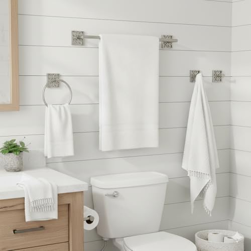 Autumn Alley 5 Pieces Nickel Bathroom Accessories Set, Wall Mounted – Silver Toilet Paper Holder, Chrome Bath Towel Holder, Brushed Nickel Towel Ring & Silver Bathroom Hardware Set Complete - color: Silver Brushed Nickel
