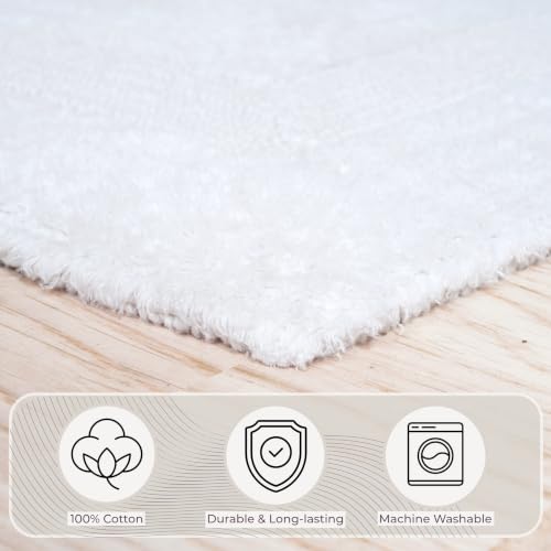 Bathroom Rugs - 2-Piece Cotton Bathroom Mat Set - Machine Washable Bath Mats for Restroom, Kitchen, or Laundry Room by Lavish Home (White) - color: White