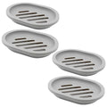 Topsky 4pcs Soap Dish with Drain, Soap Holder, Soap Saver, Easy Cleaning, Dry, Stop Mushy Soap (Grey) - color: Grey 4pcs