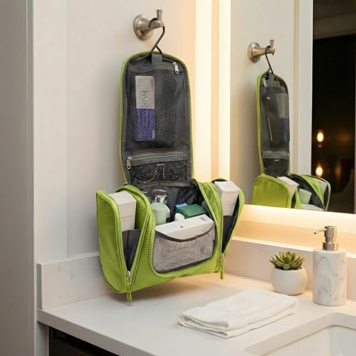 Bago Travel Toiletry Bag for Women and Men - Large Waterproof Hanging Large Toiletry Bag for Bathroom and Makeup Bag for Toiletries Organizer -Travel Makeup Bag (Green) - color: Green, size: Large