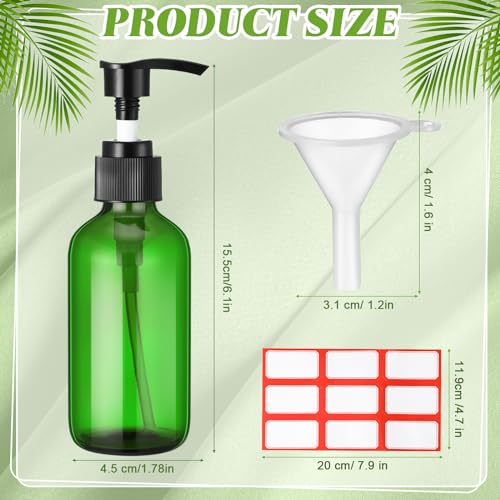 Tanlade 12 Pcs Glass Pump Bottle Dispenser 4 oz Travel Bottles with Pump Refillable Glass Containers for Toiletries Lotion Liquid Soap Shampoo Essential Oils Cosmetic Travel Accessories(Green) - color: Green