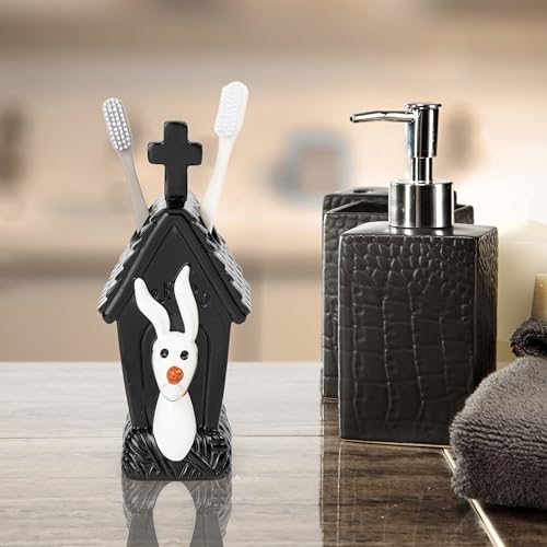 Jay Franco Disney Nightmare Before Christmas Toothbrush Holder - Black & White Resin Pencil Holder Features Zero - Bathroom Storage - color: Black - Nightmare Before Christmas