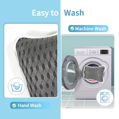 Luxury Bath Pillows for Tub, Slip Resistant Waterproof Bath Pillows for Tub Neck and Back Support with 2 Strong Suction Cups, Relaxing Spa Essentials (Dark Grey) - color: Dark Grey