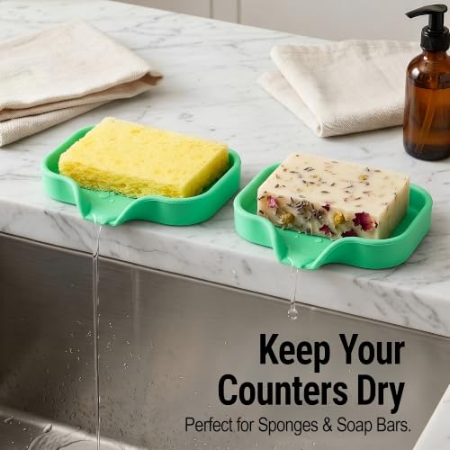 Zulay Kitchen Small Silicone Sponge Holder (4.9x3.3”) – Space-Saving Sink Organizer Tray for Sponge, Soap, Brush & More – Compact Non-Slip Dish for Kitchen & Bathroom (Carnival Glass) - color: Carnival Glass (Small), size: Small (4.9x3.3)