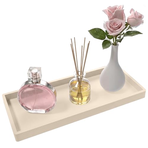 Bathroom Vanity Tray Beige, Silicone 11.8 x 5 Inch Toilet Tank Tray Decor, Extra-Large Candle Tray for Bathroom Holders and Organizers, Waterproof Perfume Tray for Dresser for Vanity, Kitchen - color: Beige, size: 11.8" x 5" x 0.8"