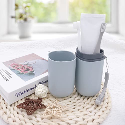 HEIPINIUYE Light Blue Travel Toothbrush Holder, Toothbrush and Toothpaste Travel Case Portable Toothbrush Holder with Cover for Traveling Bathroom Business Camping School - color: Blue