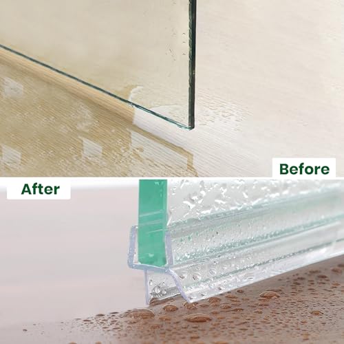 Shower Glass Door Bottom Seal, 2PCS 36 Inch Ultra Clear PVC Seal Strip with Sweep for 3/8"(10mm) Thick Frameless Glass Door, to Stop Water Leakage - style: 3/8" X 36"