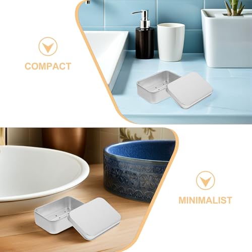 Operitacx 4pcs Portable Aluminum Soap Holder Set 150ml Lightweight Bar Soap Case with Lid and Drain Tray for Travel Camping Bathroom Kitchen Use