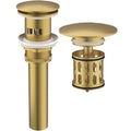 Bathroom Pop up Drain with Overflow, Anti-Clogging Vessel Sink Drain Strainer, Pop Up Drain with Detachable Basket, Hair Catcher Bathroom Sink Drain Stopper (Brushed Gold, with Overflow) - color: Brushed Gold, size: With Overflow