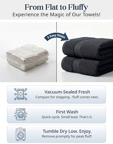 LANE LINEN 100% Cotton Towel Set for Bathroom - 16 Piece - Super Soft, Hotel Quality - 4 Bath, 8 Wash Cloths, 4 Hand Towels for Bathroom - Classic, Gentle on Skin, Ideal for Spa & Daily Use - Black - color: 04: Black