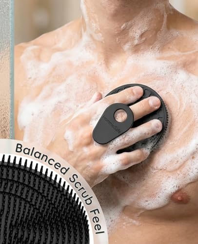 Soft Silicone Shower Brush Body Wash Bath Exfoliating Skin Massage Scrubber | 2 Pack Dry Skin Brushing Glove Loofah, Fit for Sensitive and All Kinds of Skin(Mint+Black) - color: Black+mint