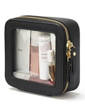 Mini Clear Black Makeup Bag - Cute Square Cosmetic Pouch for Travel with Zipper - For Women & Girls - color: Black, style: Mini Chic