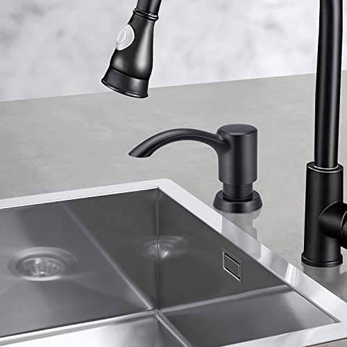 SAMODRA Built in Kitchen Sink Soap Dispenser (Oil Rubbed Bronze) with 12 oz Large PET Lotion Bottle, Refill from Top - color: Oil-rubbed Bronze, style: 12 oz Bottle