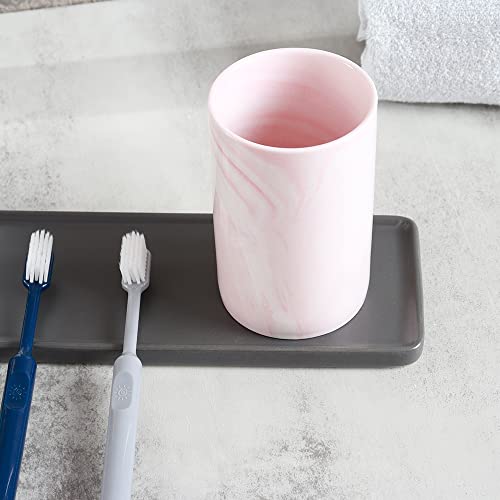 Ceramic Toothbrush Holder, Bathroom Cup, Drinking Mug, Coffee Cups, Marble Pattern Pen Holders, 300ml/Pcs (Pink) - color: Pink