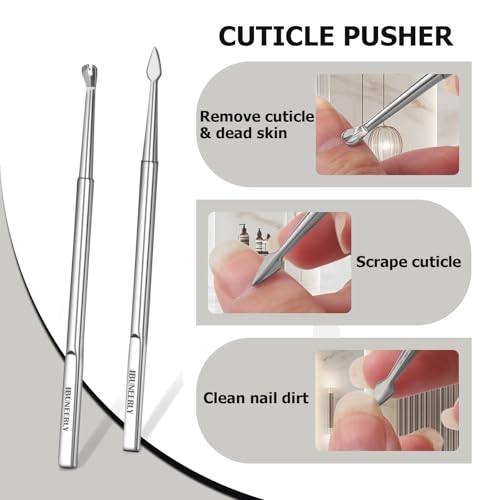 Manicure Set, Nail Cutters Set with Travel Leather Case, Professional Manicure Tools for Thick Nail & Ingrown Nail, Nail Cutters for Men and Women, Silver