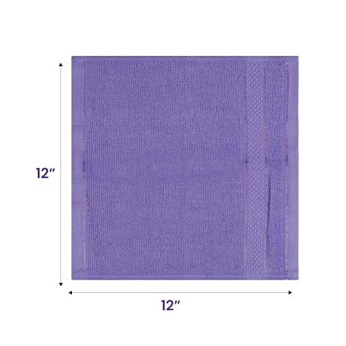 Casa Lino Face Towels & Body Wash Cloths for Showering - 100% Cotton Wash Cloths for Bathroom - Highly Absorbent & Quick Drying Washcloth Set - Cotton Washcloths 24 Pack (12" x 12") - (Purple) - color: Purple