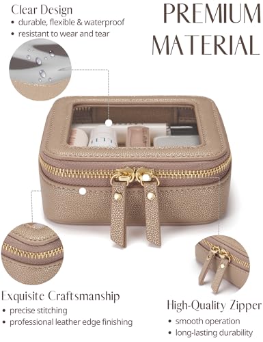 Popvibe Small Makeup Pouch Clear Makeup Bag for Purse Travel Mini Bag for Women for Essentials Cute Cosmetic Case Traveling Small Toiletry Bag Portable Mini Pouch for Car Organizer Bag Gold - color: Gold, style: Mini Chic