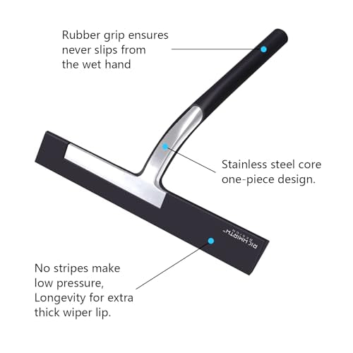 Silicone Rubber Blade Shower Squeegee 9" in Width Window & Car Squeegee for Shower, Glass, Window (Black, 9 Inches) - color: Black, size: 9 Inches