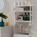 Towel Rack Bathroom Storage Shelves Over The Toilet with Towel Bar 100% Bamboo Adjustable Height Floating Shelf Wall Shower Shelf for Small Space Updated Painting - color: Updated White 1pack