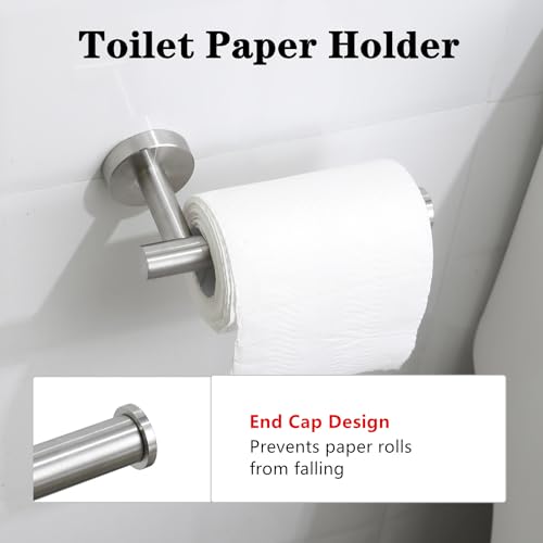 4 Piece Brushed Nickel Bathroom Hardware Set, Modern Towel Ring and Toilet Paper Holder Set,Wall Mounted, Durable SUS304 Stainless Steel Bathroom Accessories Set - color: Brushed Nickel