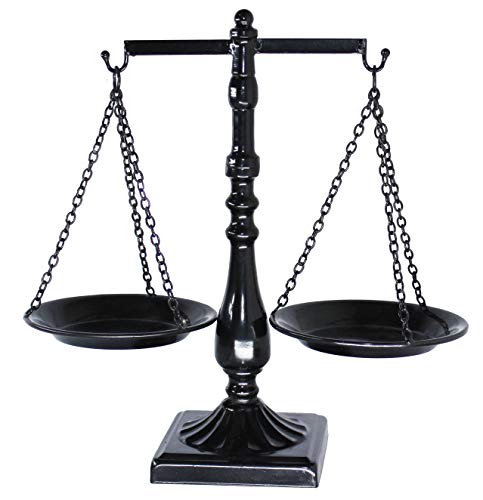 Owlgift Vintage Metal Libra Jewelry Towers Display Cosmetic Organizer Storage, Scale Centerpiece Stand, Antique Jewelry Storage, Farmhouse Candleholder Display – Black, 12“ W x 12“ H - color: Black