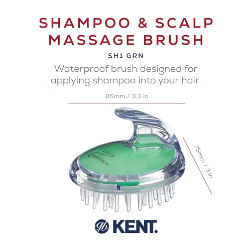 Kent SH1 MNT Scalp Scrubber Hair Brush and Scalp Exfoliator Brush for Distributing Shampoo and Conditioner, Shower Scalp Massage Tool and Hair Growth Brush Shower Brush with 42 Soft Rubber Bristles - color: Mint, size: 6 Pack