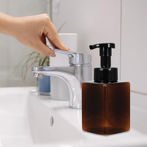 Ginger Lily Farms Foaming Soap Dispenser, Refillable Plastic Pump Bottles for Liquid Hand Soap, 12 oz. Amber Bottle with Black Pump, 2-Pack - style: 12 Oz Amber