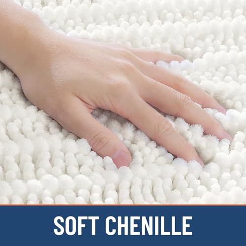 Smiry Bathroom Rugs Mat 48x32, Extra Soft Absorbent Chenille Bath Rugs, Non Slip Rubber Backing Machine Washable Quick Dry Bath Mats for Bathroom Floor, Tub, Shower, Home Decor Accessories, Ivory - color: Ivory, size: 48'' X 32''