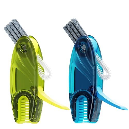 3 in 1 Cup Lid Gap Cleaning Brush Set, 2PCS Multifunctional Bottle Cleaning Brush for Bottle Gaps Bottle Cleaner Home Kitchen Cleaning Tools, Green&Blue - color: Green&blue