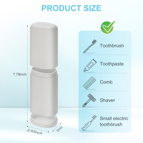 Travel Toothbrush and Toothpaste Case, 2 in 1 Gray Toothbrush Holder and Rinse Cup, Large Capacity Toothbrush Cup with Cover, Portable Toothbrush Holder for Traveling, Camping, Trip - color: Gray