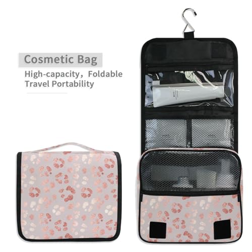 MNSRUU Hanging Toiletry Bag Rose Gold Leopard Print Makeup Bag Portable Travel bag for Toiletries Organizer Bags for Women Men, Travel-Essentials Bag - color: Leopard 12