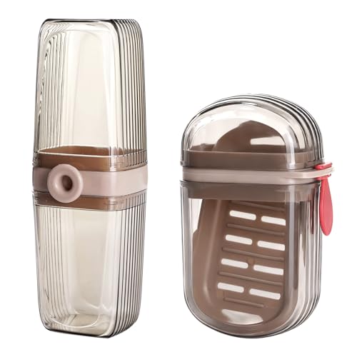 2Pcs Toothbrush Travel Case & Travel Soap Holder Dish Tray, Portable Clear Toothbrush Holders with Cover Leakproof Bar Soap Holder for Traveling School Camping Business Trip Bathroom