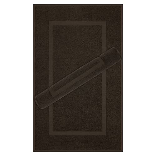 Cotton Paradise 100% Cotton Turkish Bathmat Set, Soft Absorbent Quick Dry, 2 Piece 20x34 Bathmat Floor Set, Chocolate Brown - color: Chocolate Brown, size: 2 PC 20x34"