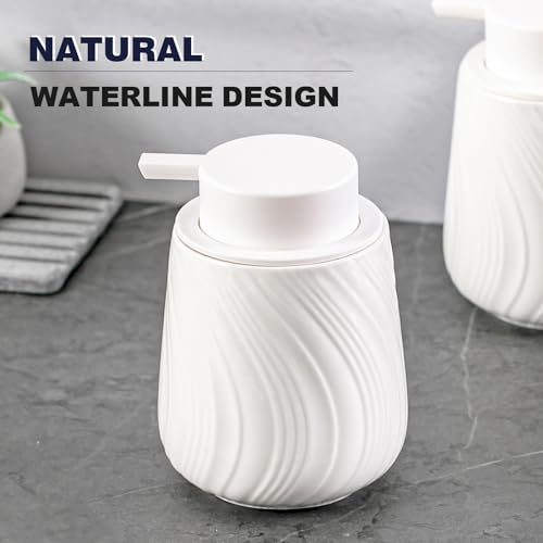 Agyiuns soap Dispenser Ceramic Lotion Dispenser with Easy-to-Press Pump for Bathroom 13.5 oz refillable Liquid Hand soap Dispenser for Hand sanitizers (Liquid-White) - color: Liquid-white