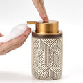 Brown Foaming Soap Dispenser,Ceramic Foam Soap Dispenser for Bathroom&Kitchen,12oz Foam Dispenser with Plastic Gold Pump(Unique&Modern) - color: Chestnut Brown