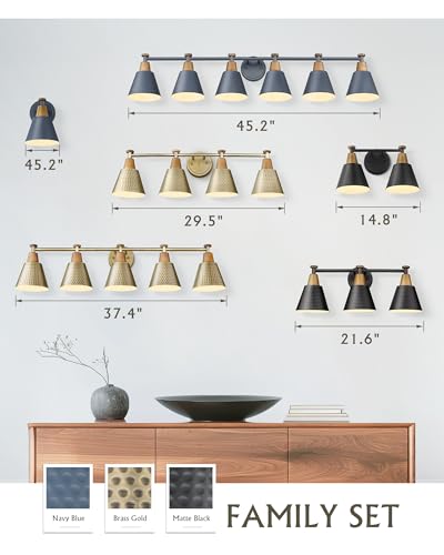FEMILA 37.4" Black Vanity Light, Black Bathroom Light Fixture, Bathroom Lighting Fixtures Over Mirror with Matte Black Finish, 4FG59B-5W BK - color: Matte Black, size: 37"
