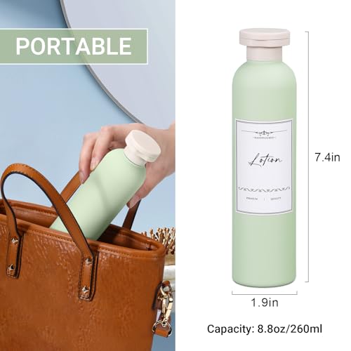 8.8oz Travel Essentials Shampoo Bottles for Toiletries,Empty Plastic Squeeze Bottles with Flip Cap for Tavel Size Shampoo and Conditioner (3 pack, green) - color: Green, size: 8.8 oz