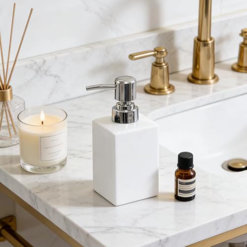 11OZ White Square Soap Dispenser for Bathroom Liquid Hand Pump Dispenser - color: Square