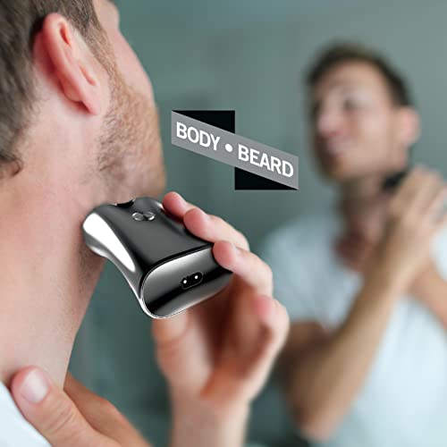 Perry Ellis Electric Shaver for Men, Cordless Rotary Razor, Rechargeable Travel Shaver with Dual Blades, Waterproof IPX5, Compact Grooming Kit for Face, Beard, Mustache & Sensitive Skin