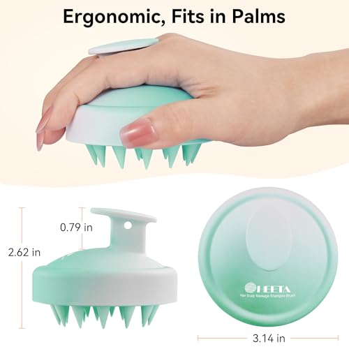 HEETA Scalp Massager Hair Growth, Soft Silicone Scalp Scrubber Shampoo Brush for Exfoliation, Dandruff Removal Head Massage Stress Relax, Wet & Dry Use for Thick Thin Curly Hair Care, Gradient Green - color: Gradient Green