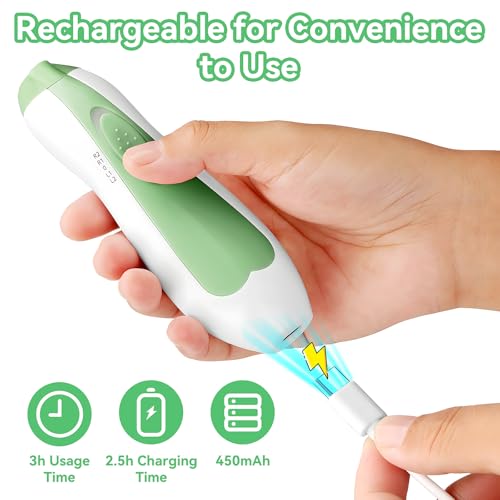 Qunlions life Baby Nail Trimmer Electric, 6 in 1 Rechargeable Baby Nail Clippers Manicure Set Grooming Kit for Toddler Infant or Adults (Green) - color: Rechargeable-green