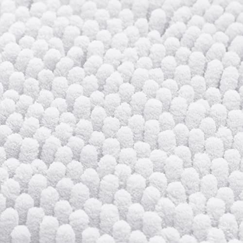 HOMEIDEAS 3 Pieces Bathroom Rugs, Ultra Soft Non Slip Absorbent Chenille Toilet Bath Mat Set (White) - color: White-white, size: 17"x24"+20"x32"+U Shape 20"x24"