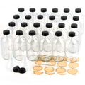 PINIWON 24 Pack 8 oz Clear Glass Bottles, 240ml Boston Round Sample Bottles with Black Poly Cone Caps, Labels and Funnels - color: Clear-24 pack