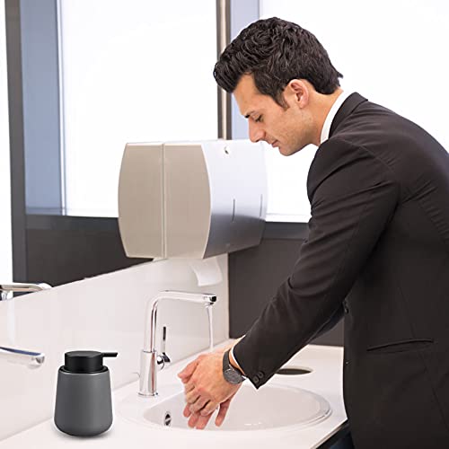 Bosilunlife Ceramic Foaming Soap Dispenser - 12Oz Bathroom Countertop Kitchen Dish Soap Pump Dispenser Foam Soap Dispenser - Matte Grey - color: Matte Grey