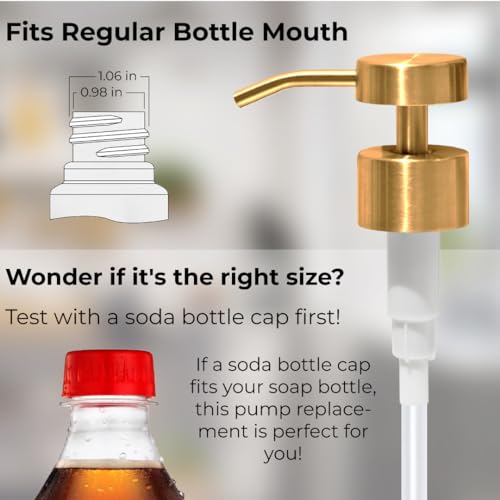 Soap Dispenser Pump | Stainless Steel Replacement | Durable, Rustproof | for Glass & Plastic Bottles with 28mm 28/400 Thread - 2 Pack (Brushed Gold) - color: Brushed Gold