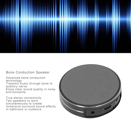 Bone Conduction Speaker, Bluetooth, AUX, Small Memory Card, Stereo, Water Proof, Intelligent Suction Cup Design, for Outdoor and Indoor Bathroom (Black) - color: Black