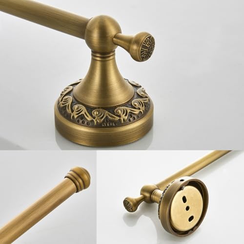 Flybath Toilet Paper Holder Brushed Brass Antique Wall Mounted for Bathroom | Exquisite Pattern Carving, Rustproof Sturdy, Heavy Duty, Easy to Fit, Vintage Gold Loo Roll Holder, Bath Paper Storage Bronze